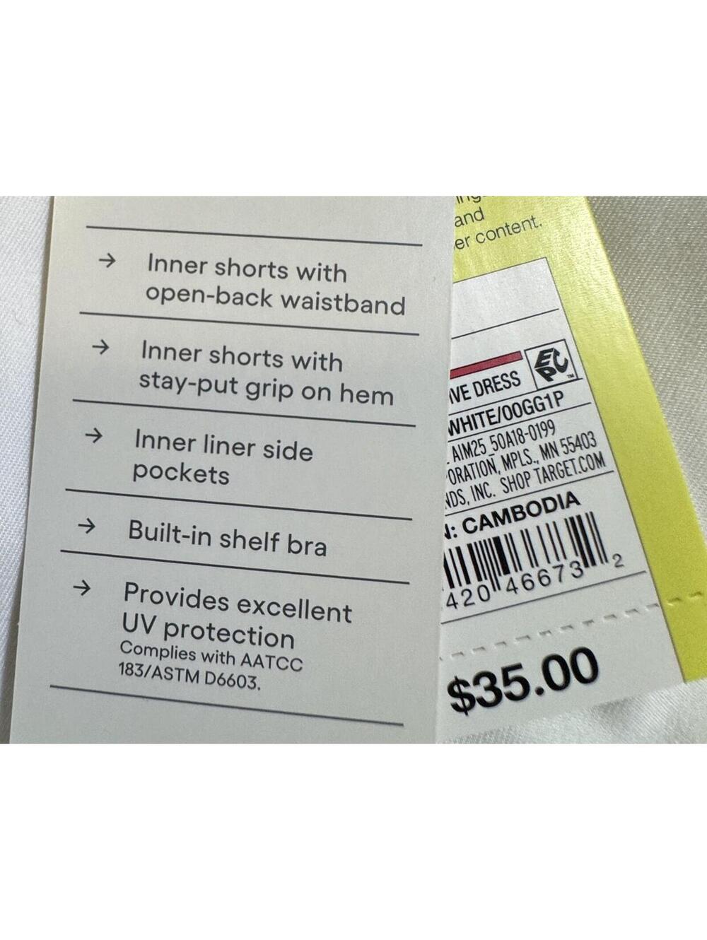 All in Motion White Pleated Tennis Dress Built in Shorts Shelf Bra Womens M - Picture 7 of 10